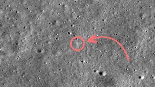 Chandrayaan-3 sur la Lune. // Source : NASA's Goddard Space Flight Center/Arizona State University ; annotations Numerama
