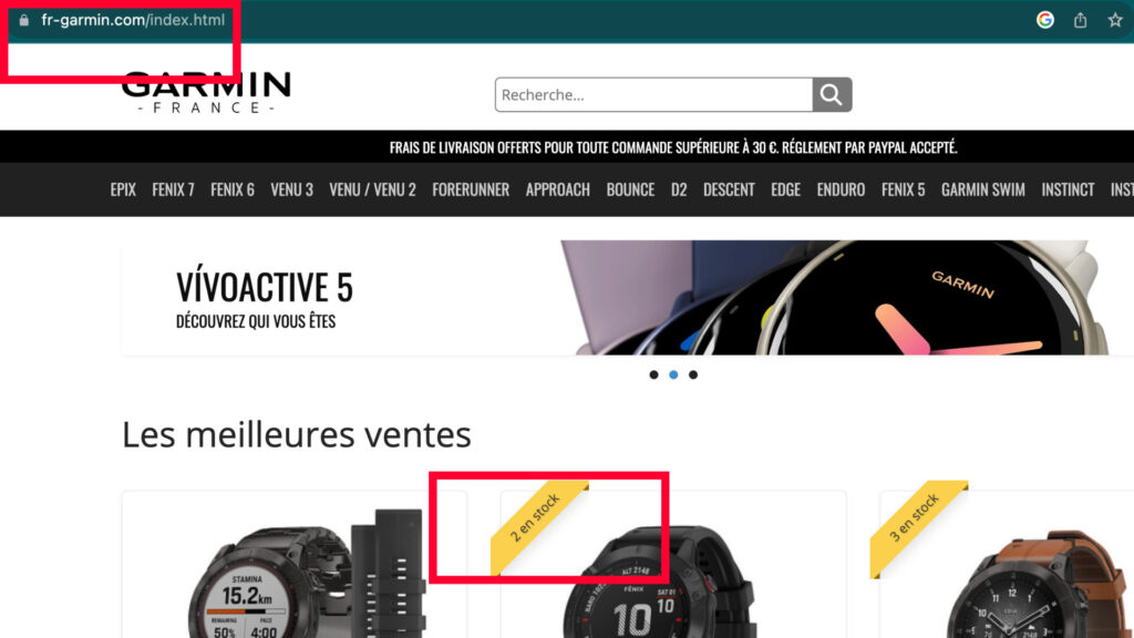 L'adresse ainsi que les promotions éclairs sont deux indications d'une arnaque.   // Source : Numerama