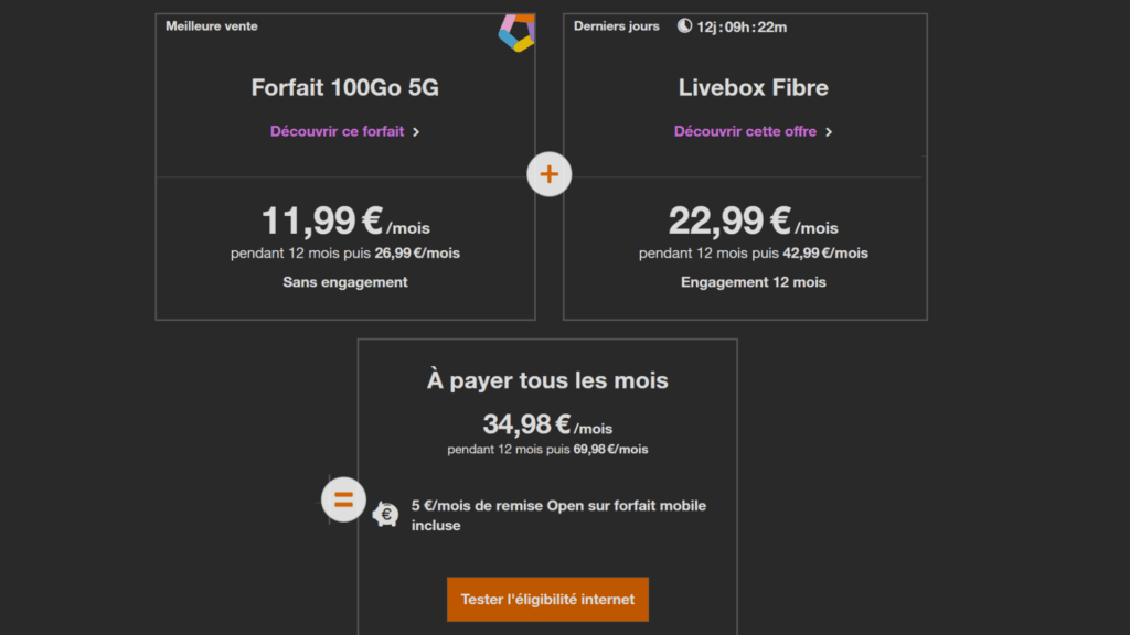 Le contenu du pack, personalisable // Source : ORange