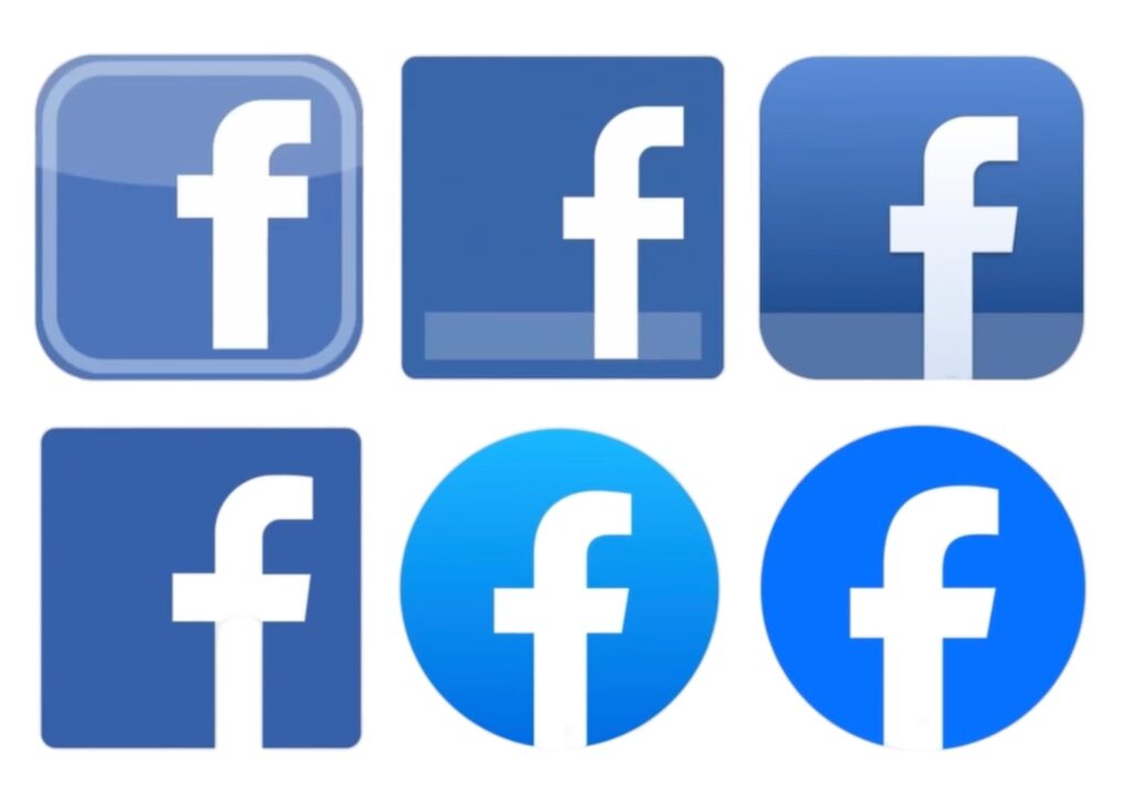 L'histoire des logos Facebook en une image. De 2005 à 2023.