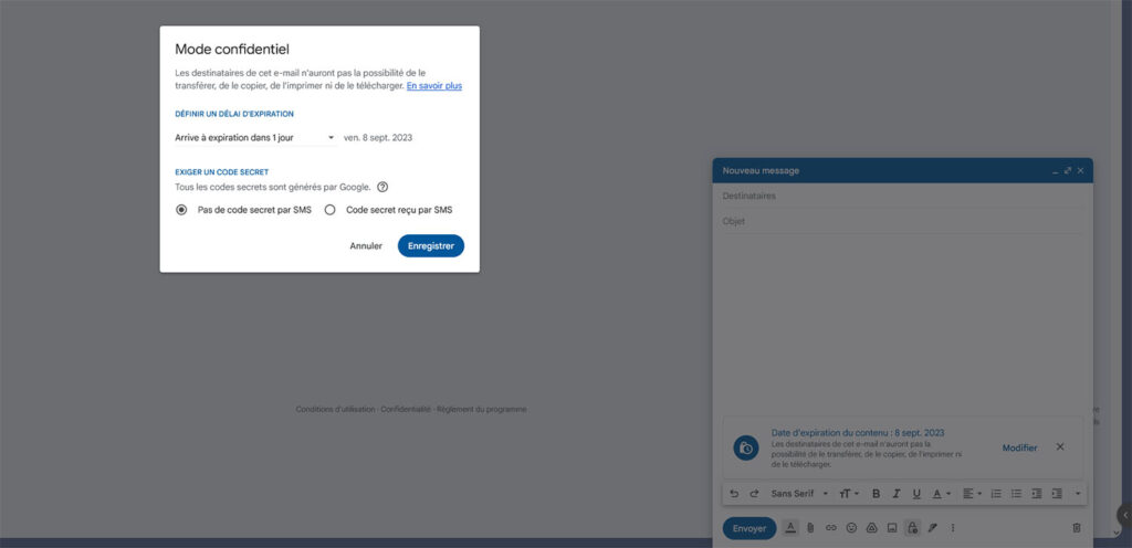 mail confidentiel mode gmail