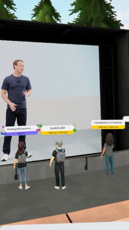LA conférence Meta COnnect de MArk Zuckerberg dans le métavers Horizon Worlds. // Source : Numerama