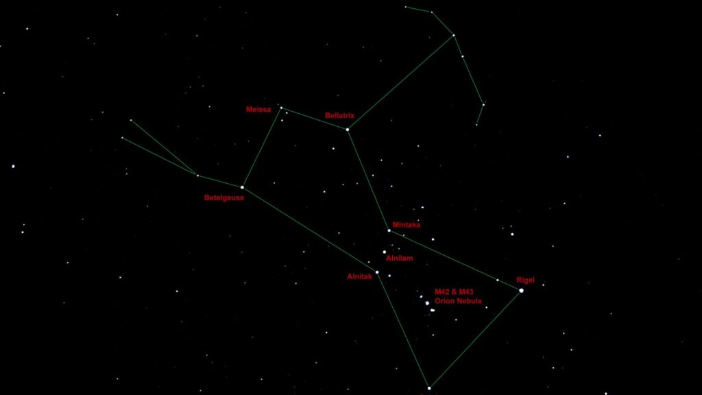 Constellation d'Orion et ses principales étoiles. // Source : Flickr/CC/Davide Simonetti