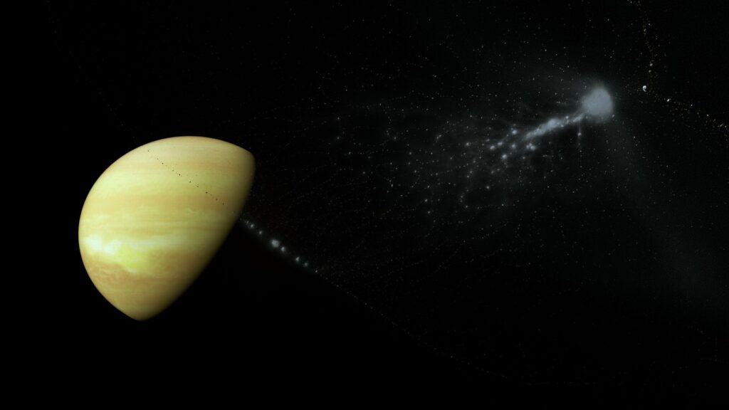 Collision formant les anneaux de Saturne, simulation des chercheurs. // Source : DiRAC