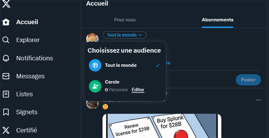 Twitter cercle option