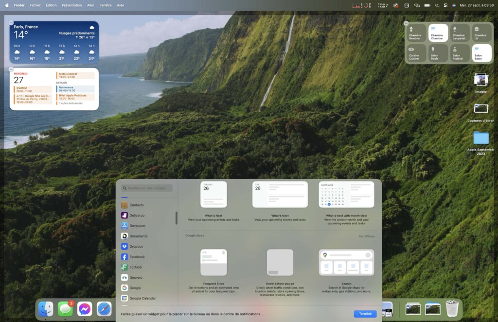Les widgets de l'iPhone sont tous importés dans macOS Sonoma, on les glisse ensuite sur le bureau.