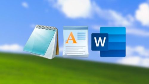 Microsoft NotePad, WordPad et Word. // Source : Microsoft
