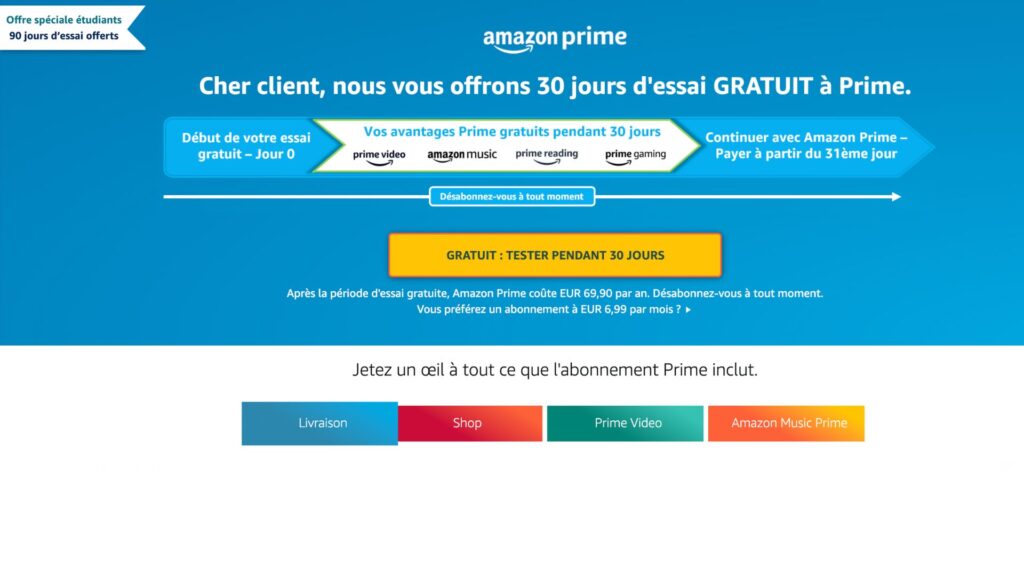 Présentation de l'abonnement Amazon Prime // Source : Amazon