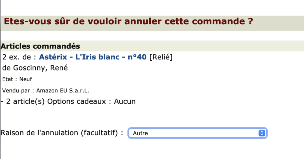 Adieu Astérix, nous annulons la commande.