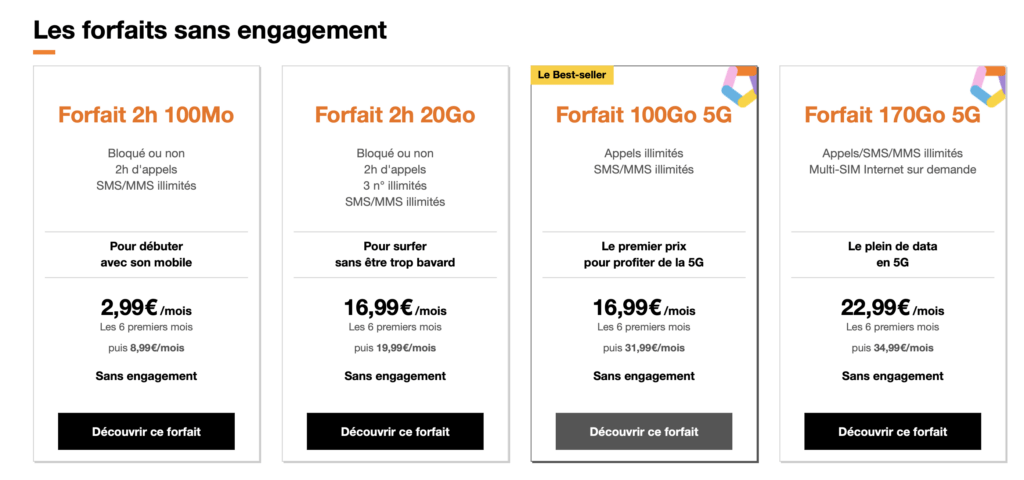 Sur son site, Orange met en avant les prix promotionnels. Ils sont pourtant valables seulement 6 mois…