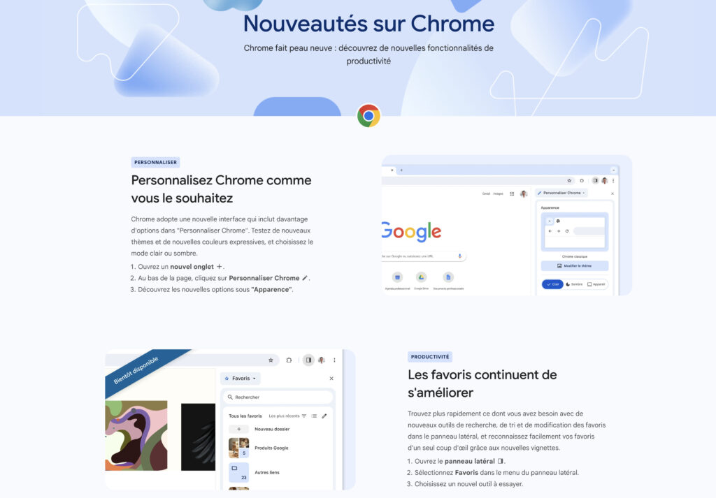 Google Chrome communique lui-même sur son nouveau design, preuve qu'il n'a pas été lancé par erreur.