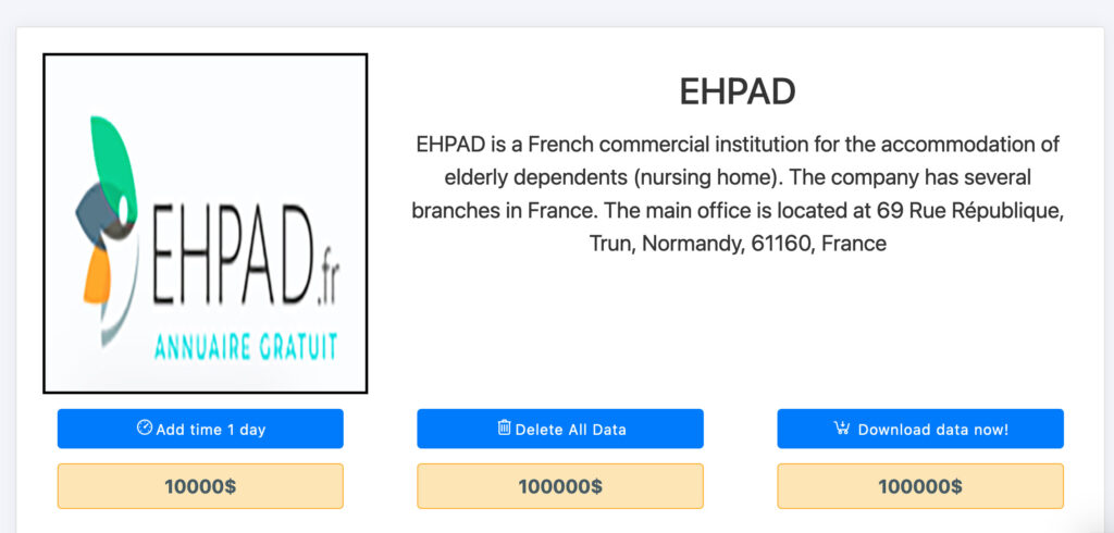 La revendication de la cyberattaque contre un EHPAD. // Source : Numerama