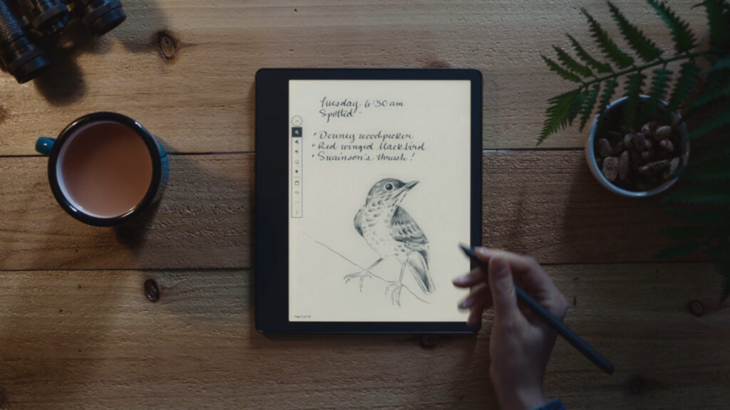 Pour la prise de notes, le Kindle Scribe est fin et précis // Source : Amazon