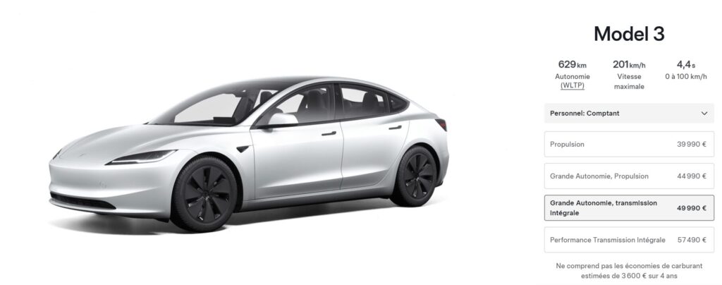 Prix des Model 3