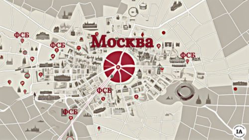 La mairie de Moscou a donné l'emplacement de nombreux bâtiments du renseignement russe. // Source : Numerama avec Midjourney