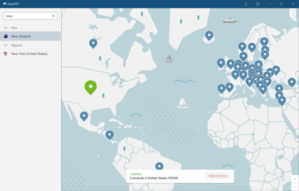 L'interface sobre maispratique de NordVPN // Source : NordVPN