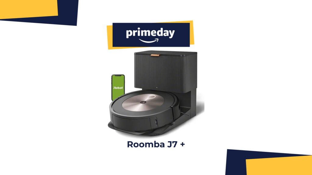 Le Roomba J7+ avec sa base est en promo pendant les Jours Flash Prime // Source : montage Numerama