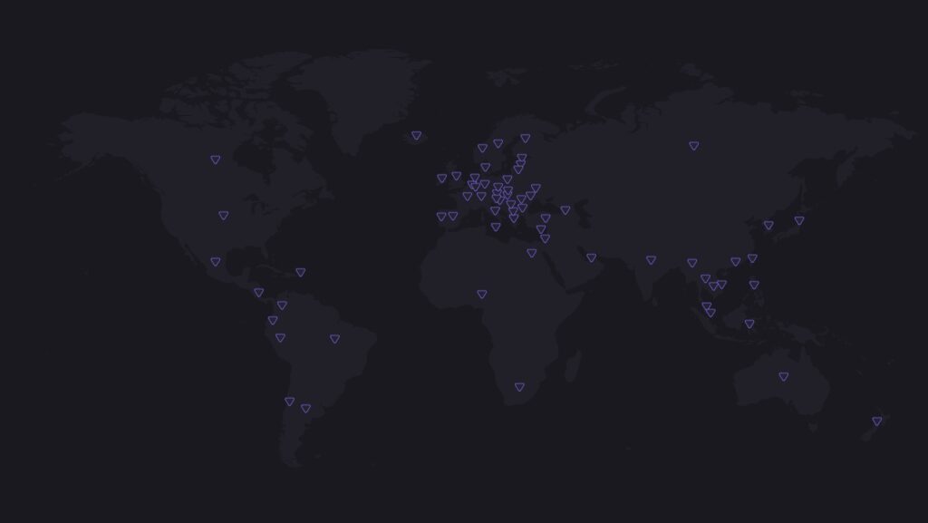 Vue d’ensemble des pays couverts par Proton VPN. // Source : Capture d'écran
