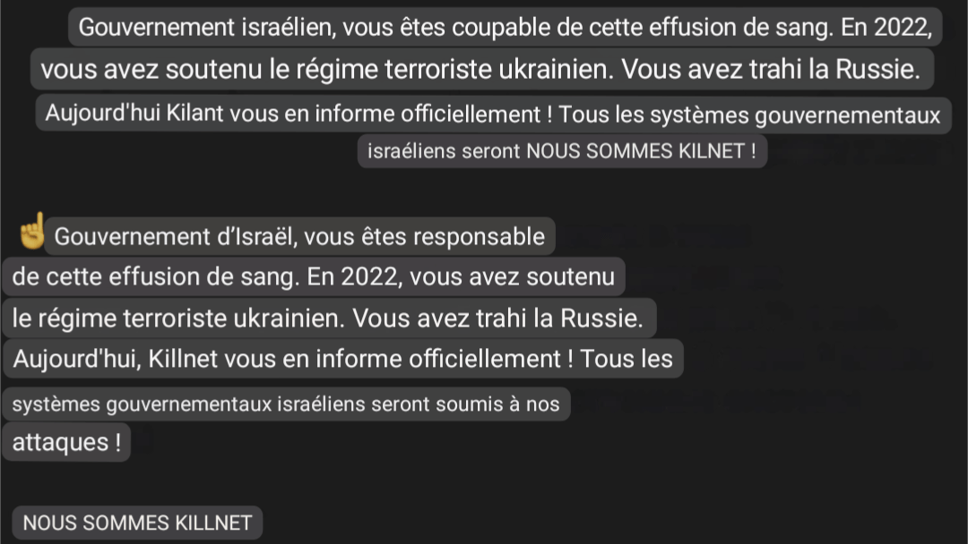 La revendication des Russes de Killnet (traduite par Google). // Source : Numerama