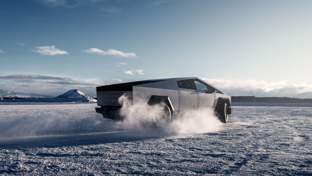 Tesla Cybertruck being tested on snow // Source: Tesla 