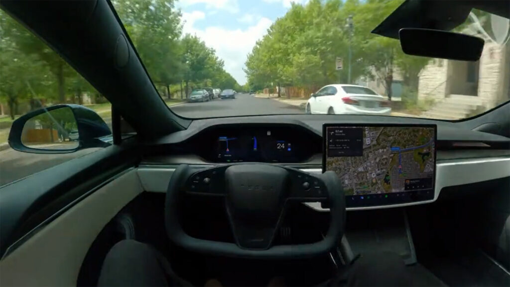 Démonstration de conduite autonome FSD V12 // Source : Extrait vidéo Tesla