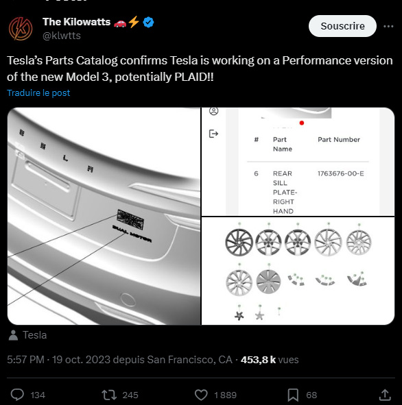 Tesla trahi par des autocollants : il y aura une nouvelle Model 3 sportive ! Par Raphaëlle Baut Teslaplaid