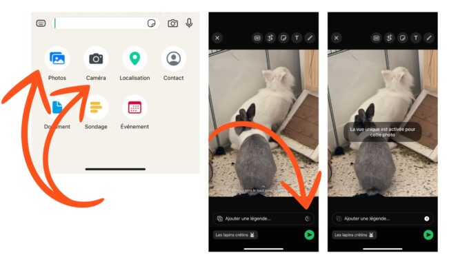 Comment envoyer une photo éphémère sur WhatsApp avec un iPhone ou un
