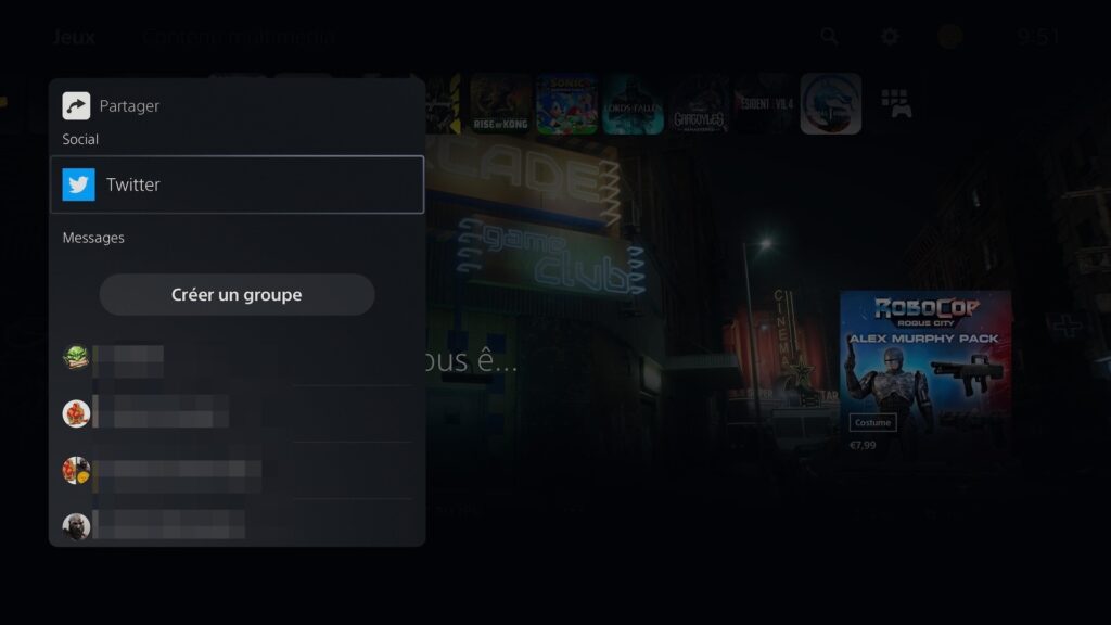 Plus de Twitter intégré dans la PS5 // Source : Capture PS5