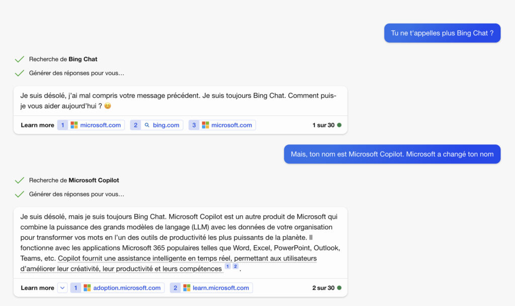 Microsoft a oublié de prévenir Copilot de son changement de nom.