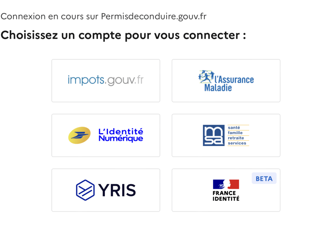 Les différentes méthodes d'authentification proposées par le service.