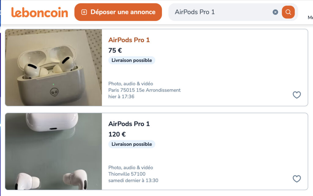 Autre fait curieux : il existe des AirPods sous les 110 euros sur Leboncoin. Le blocage n'est pas aussi strict qu'annoncé.