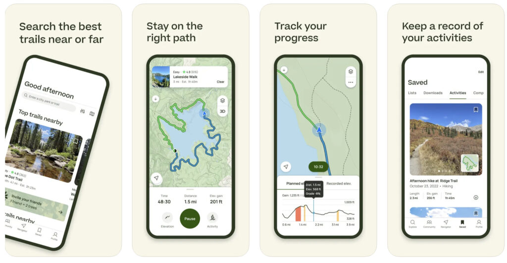 L'interface d'AllTrails sur iPhone. L'application supporte les dernières API, comme la Dynamic Island.