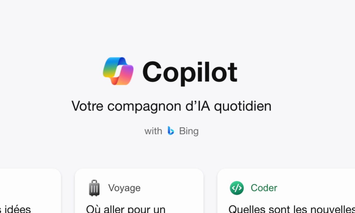 La nouvelle interface web de Copilot. // Source : Numerama