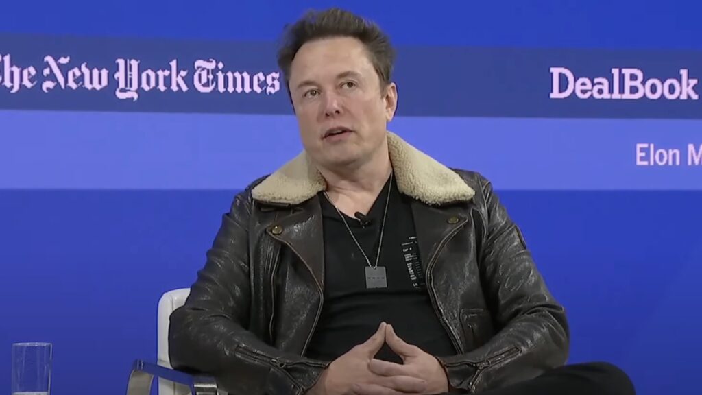 Elon Musk at the New York Times DealBook conference.  // Source: YouTube / NYT