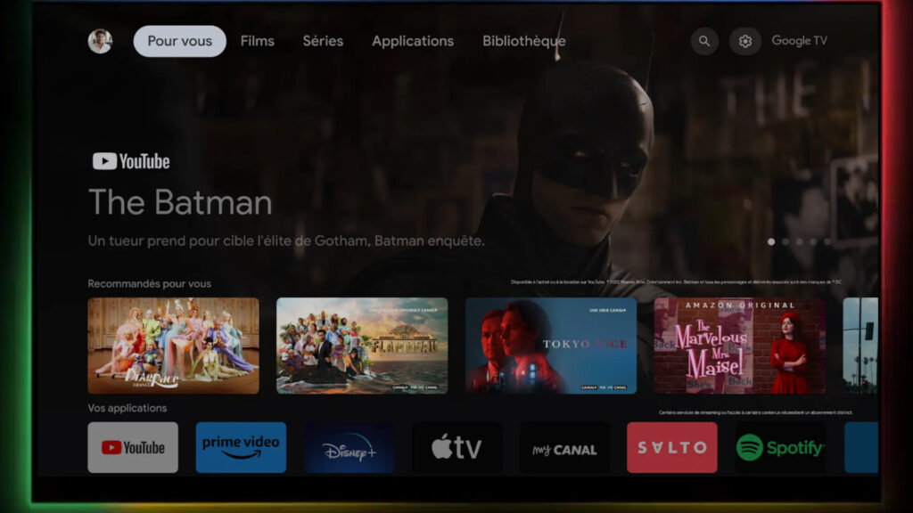 The Google Tv interface is pleasant // Source: Google