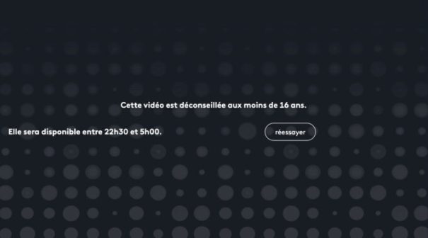 Ce message lorsqu'on essaie de regarder l'épisode 4 de Split en pleine journée // Source : Capture d'écran Numerama