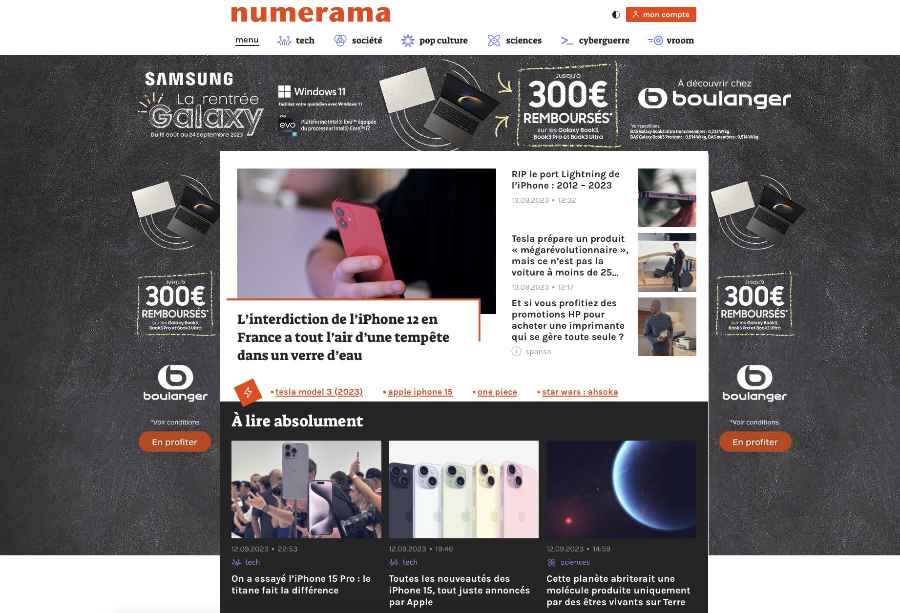 <em>La page d’accueil de Numerama sans NetShield.</em>