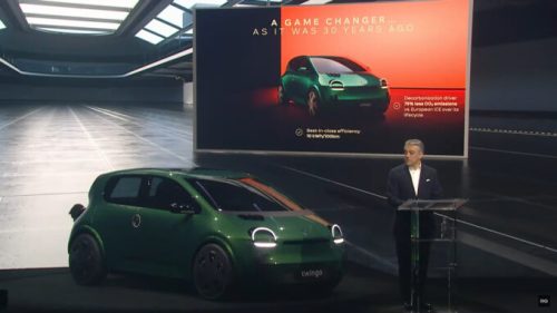Présentation du concept Renault Twingo (2026) // Source : extrait vidéo de la conférence Ampère