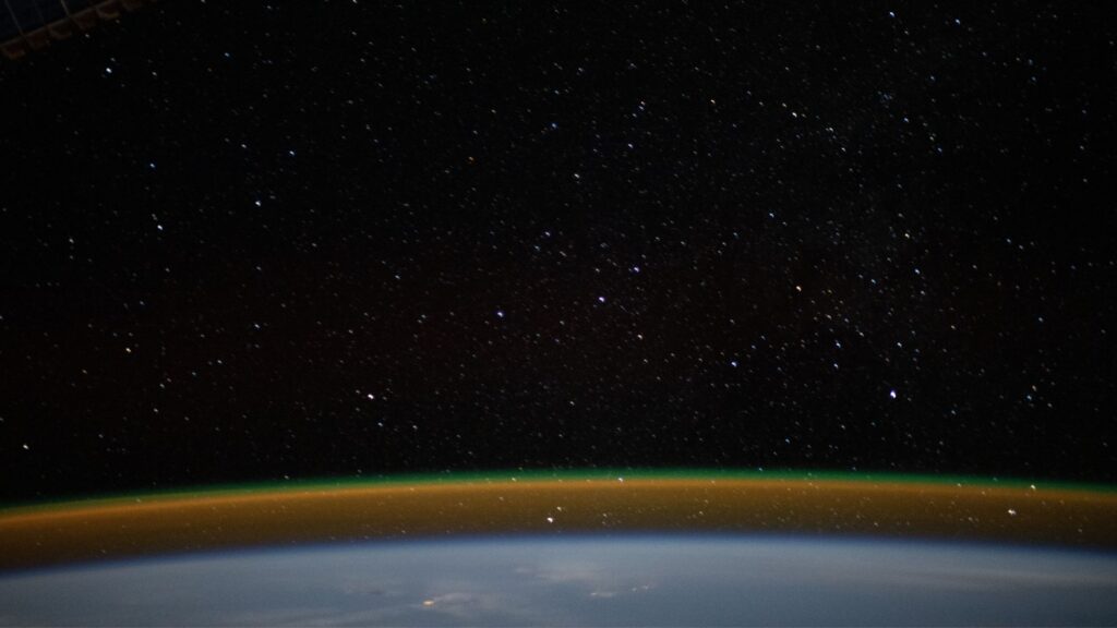The glow on Earth, seen from space.  // Source: Flickr/CC/Nasa Johnson (cropped photo)