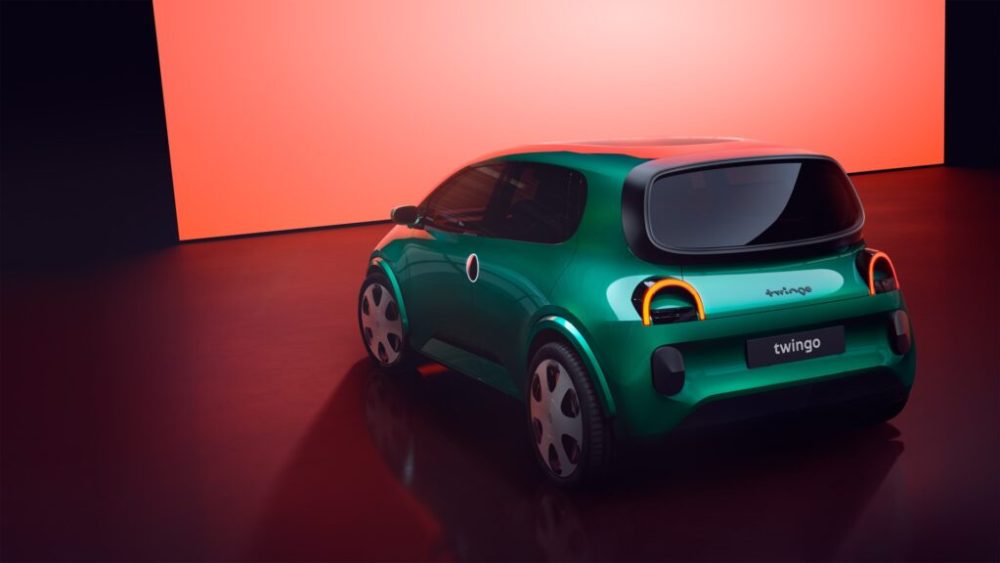 Concept Renault Twingo électrique en 3/4 arrière // Source : Renault