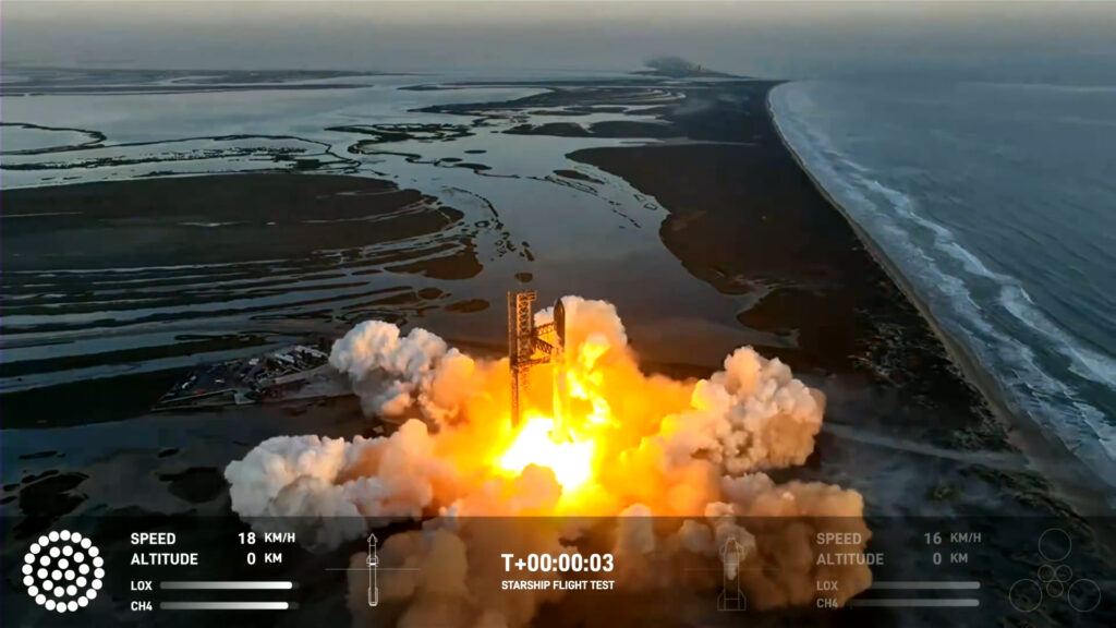 Le décollage du Starship diffusé en direct // Source : SpaceX