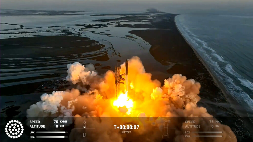 Le décollage du Starship diffusé en direct // Source : SpaceX