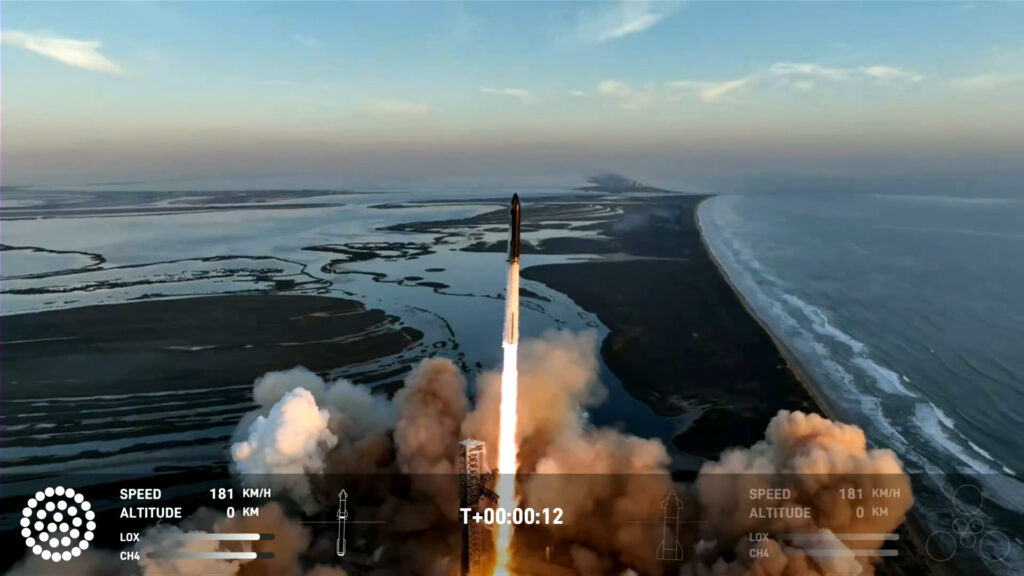 Le décollage du Starship diffusé en direct // Source : SpaceX