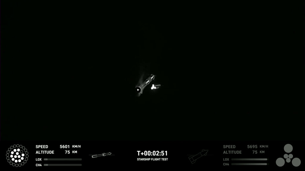 Le booster se détache de la fusée // Source : SpaceX