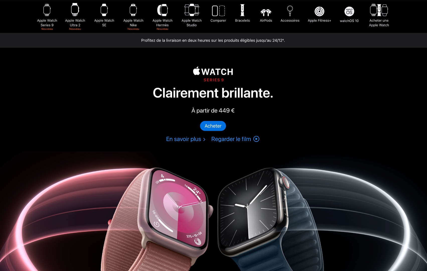 Le site FR met en avant les dernières montres.