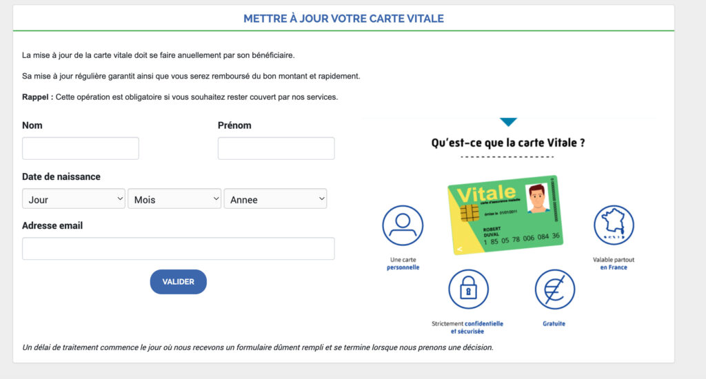 Le site clone de l'assurance maladie. // Source : Numerama