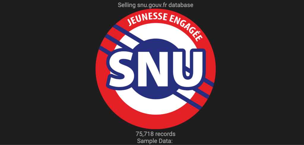 L'annonce de vente des données du SNU sur le forum de hackers. // Source : Numerama