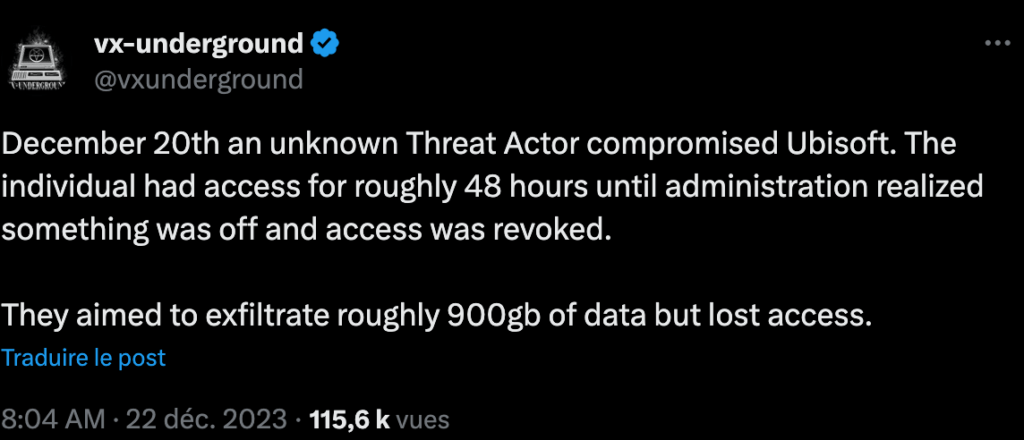 vx-underground déclare avoir été contacté par le cybercriminel. // Source : Numerama