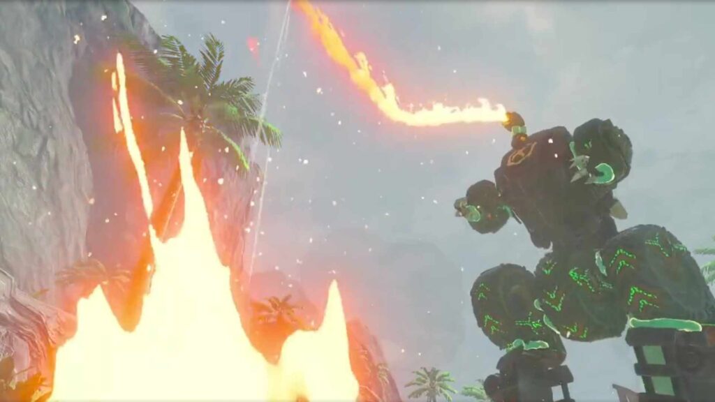 Godzilla breathing fire, but in Zelda: Tears of the Kingdom // Source: X / Sumoguri2323