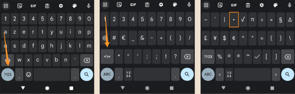 Voilà comment réaliser un point médian sur un clavier Android // Source : Montage Numerama